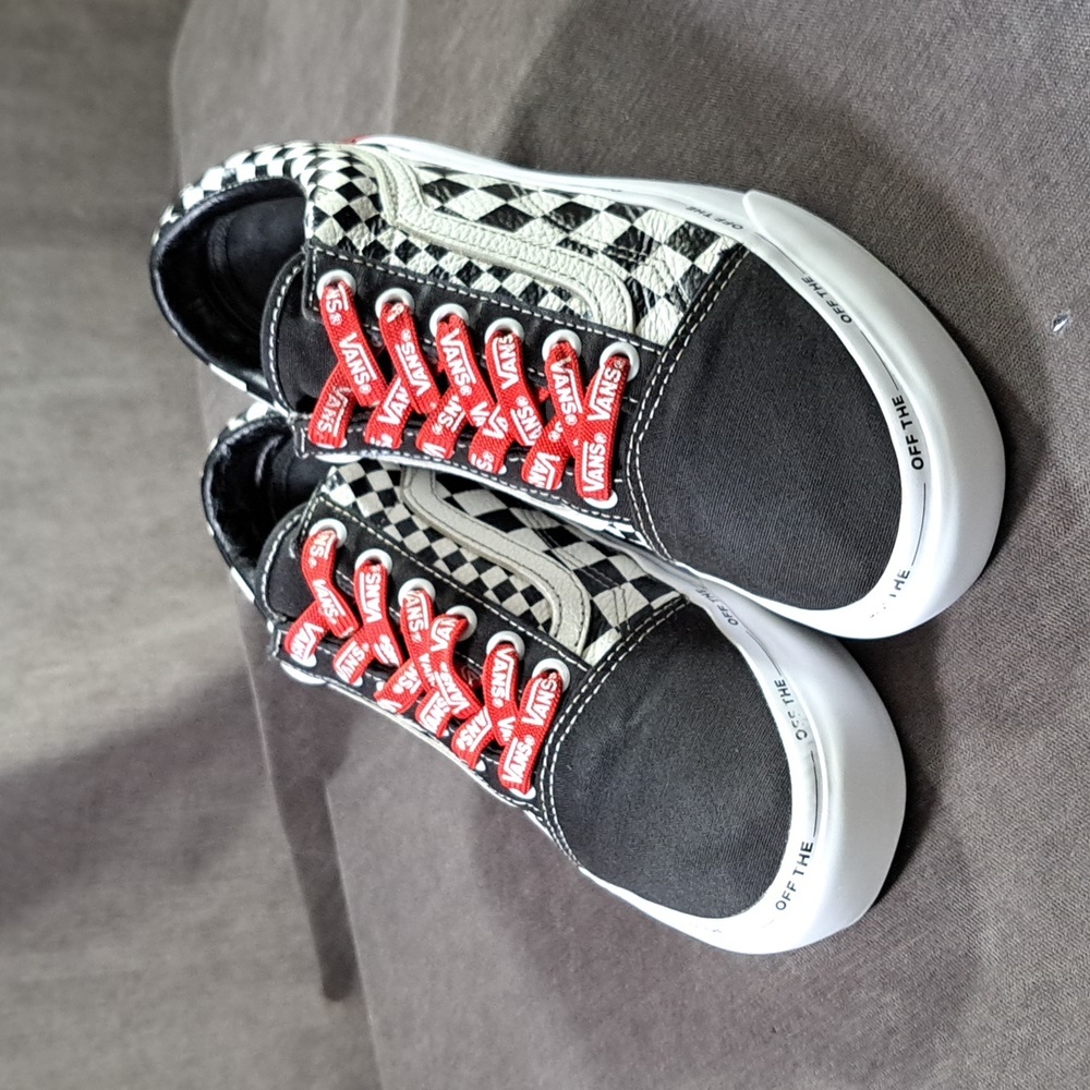 Vans Old Skool Platform Checkerboard Disarray Black White Sneakers G- US 6.5